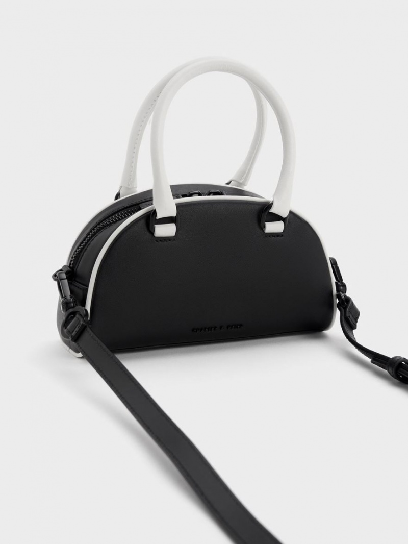 τσάντεσ tote Charles And Keith Gabine Two-Tone δερματινα Bowling μαυρα | 27659-UINV