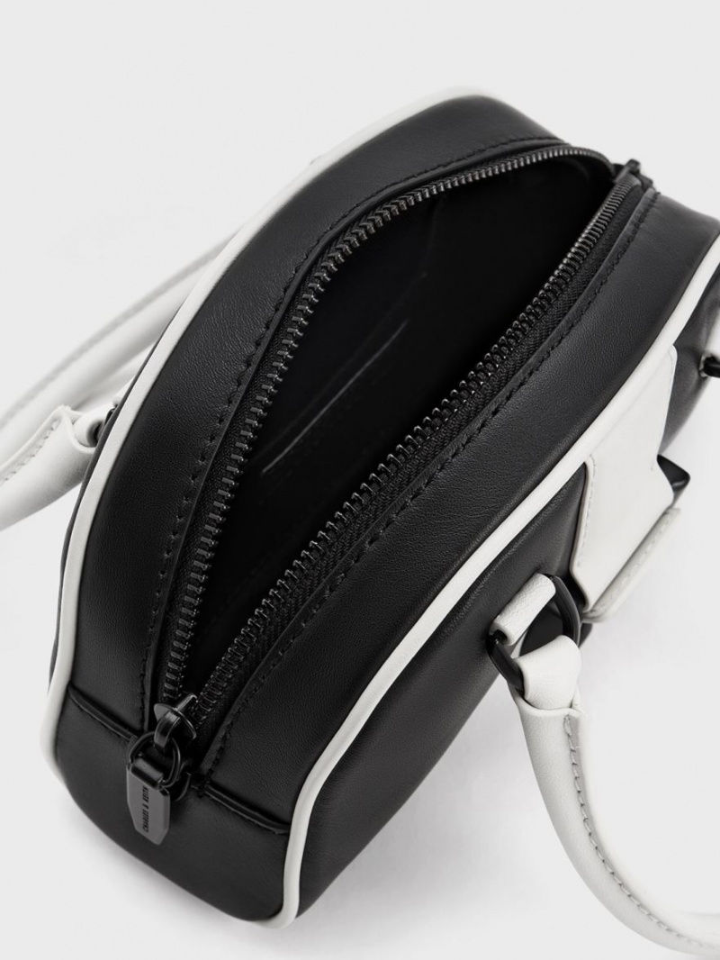 τσάντεσ tote Charles And Keith Gabine Two-Tone δερματινα Bowling μαυρα | 27659-UINV