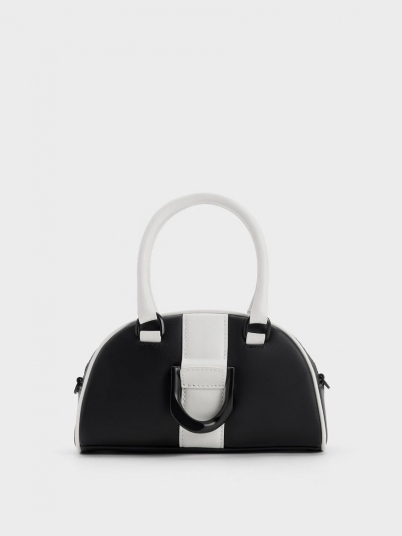 τσάντεσ tote Charles And Keith Gabine Two-Tone δερματινα Bowling μαυρα | 27659-UINV