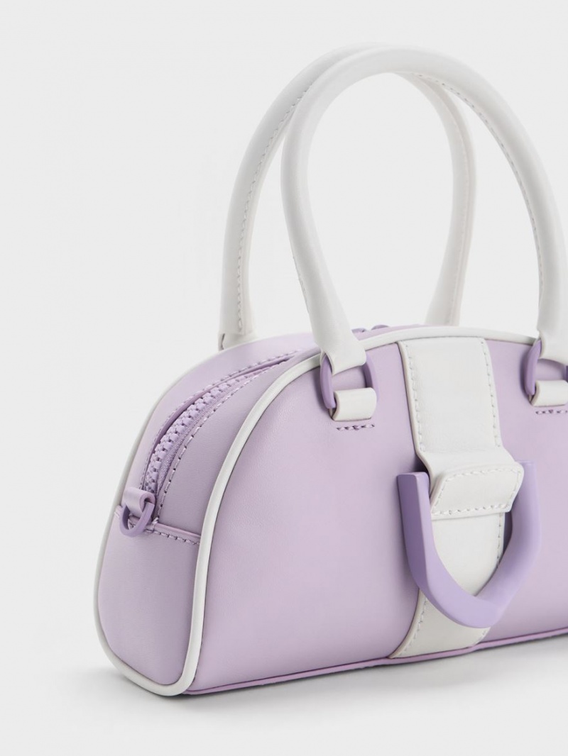 τσάντεσ tote Charles And Keith Gabine Two-Tone δερματινα Bowling μωβ | 84597-FVAY