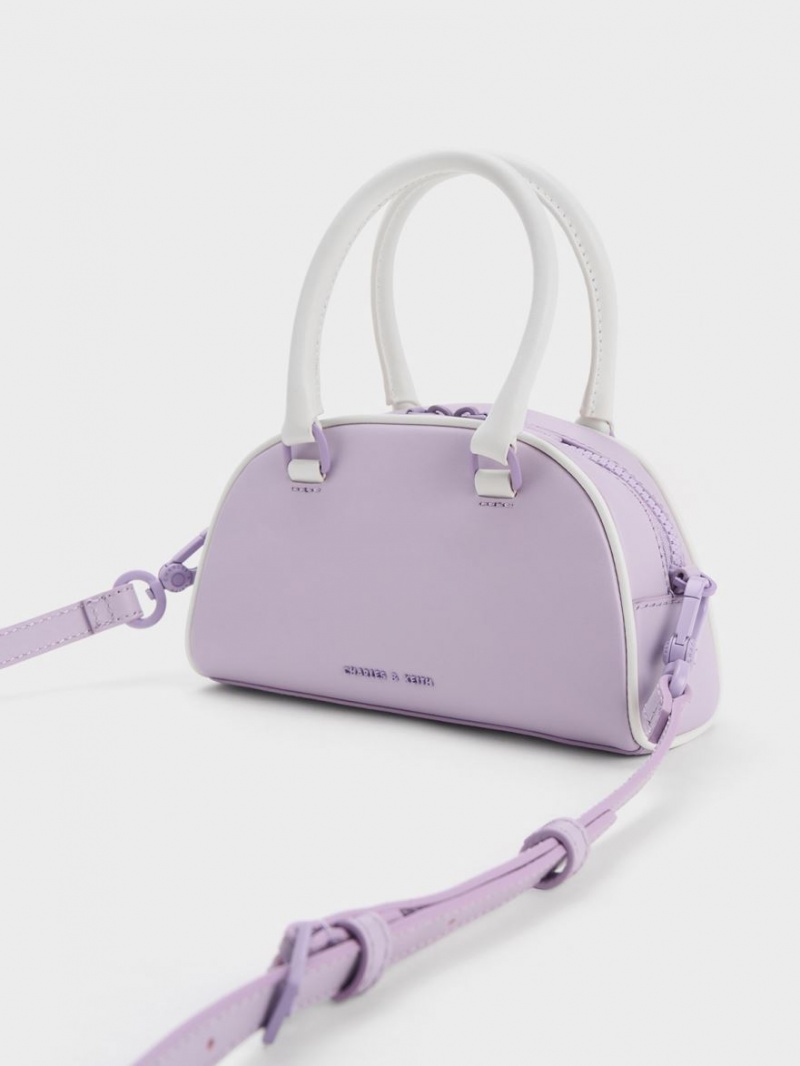 τσάντεσ tote Charles And Keith Gabine Two-Tone δερματινα Bowling μωβ | 84597-FVAY