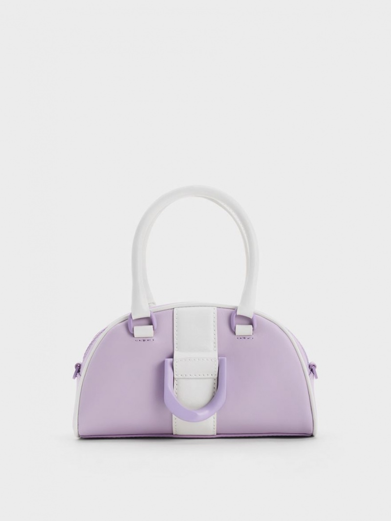 τσάντεσ tote Charles And Keith Gabine Two-Tone δερματινα Bowling μωβ | 84597-FVAY