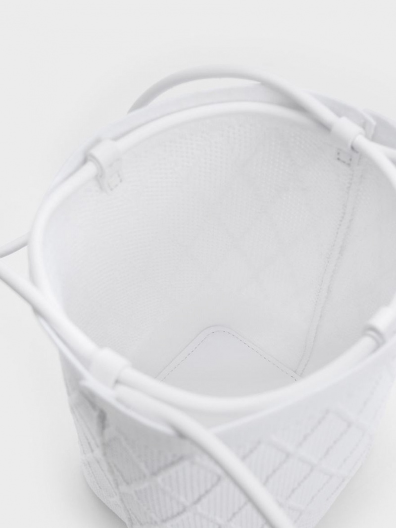 τσάντεσ tote Charles And Keith Genoa Πλεκτά Drawstring ασπρα | 26350-FZEO