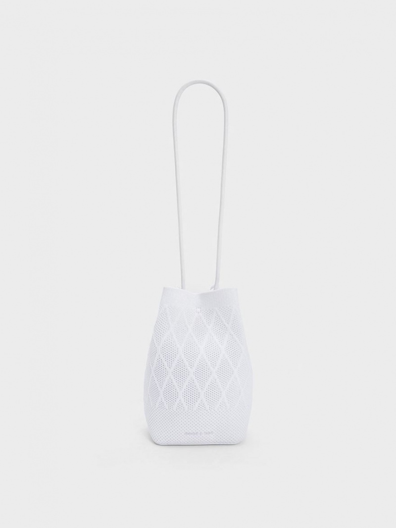 τσάντεσ tote Charles And Keith Genoa Πλεκτά Drawstring ασπρα | 26350-FZEO