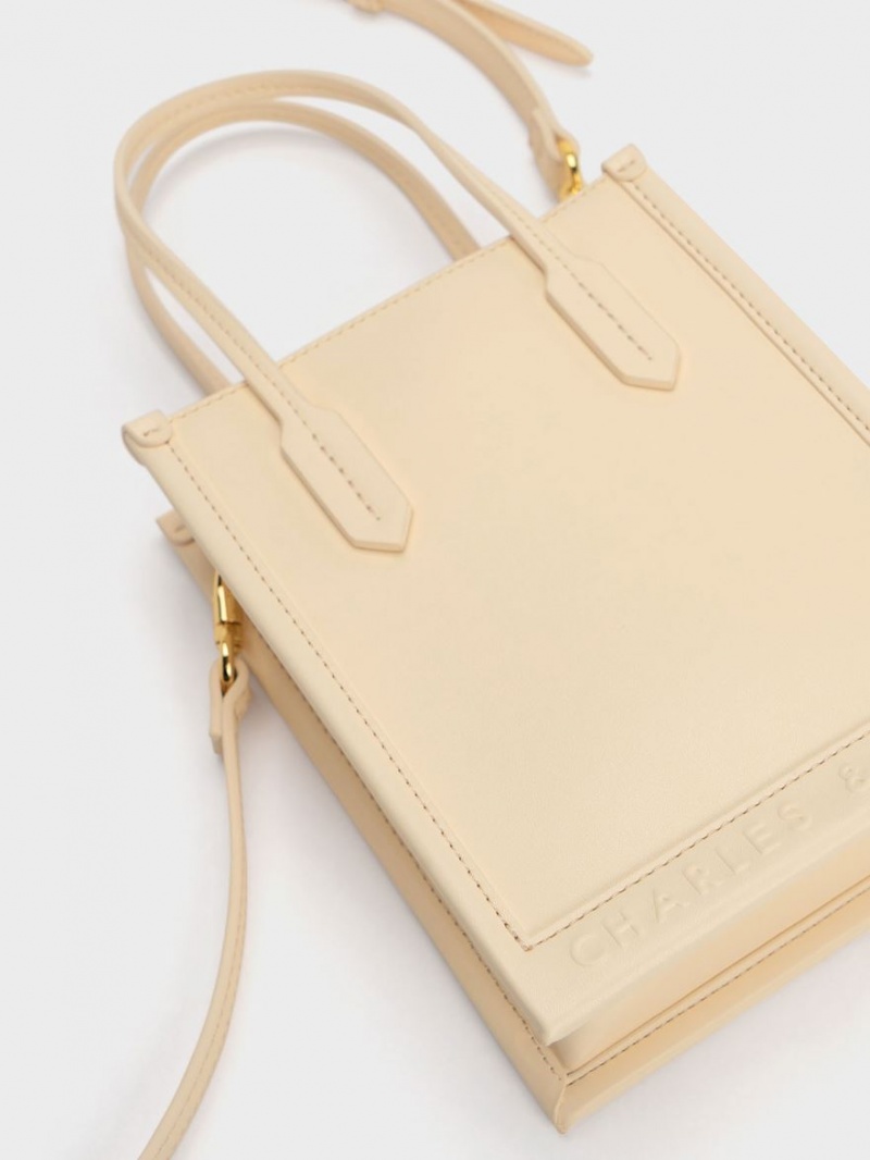 τσάντεσ tote Charles And Keith Geometric Μπεζ | 45197-WNXD