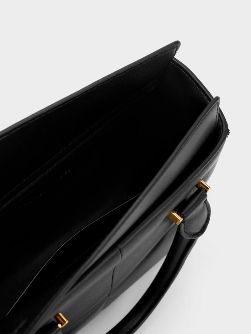 τσάντεσ tote Charles And Keith Georgette Square μαυρα | 59864-KICQ