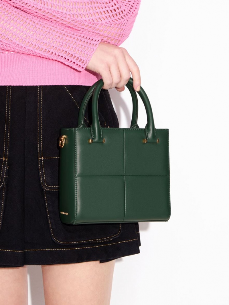 τσάντεσ tote Charles And Keith Georgette Square σκούρο πρασινο | 92807-XAPO