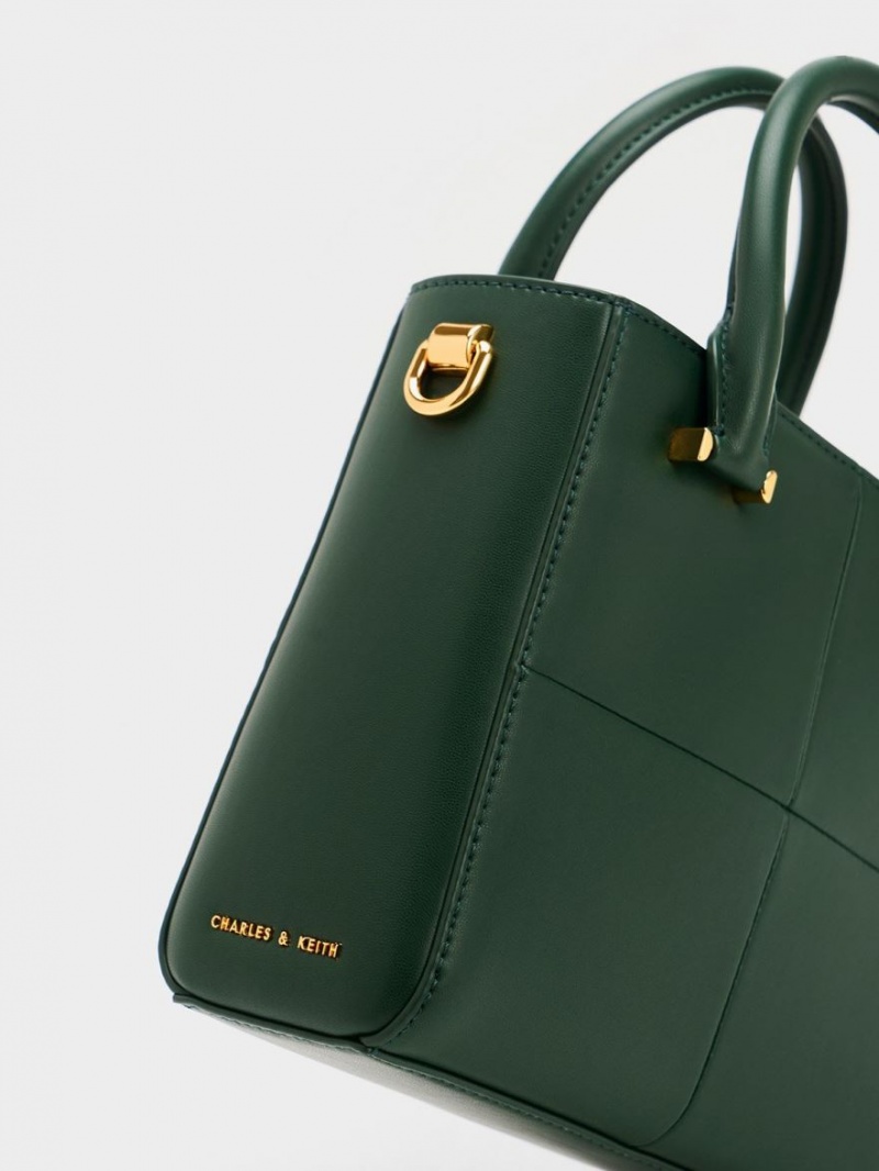 τσάντεσ tote Charles And Keith Georgette Square σκούρο πρασινο | 92807-XAPO