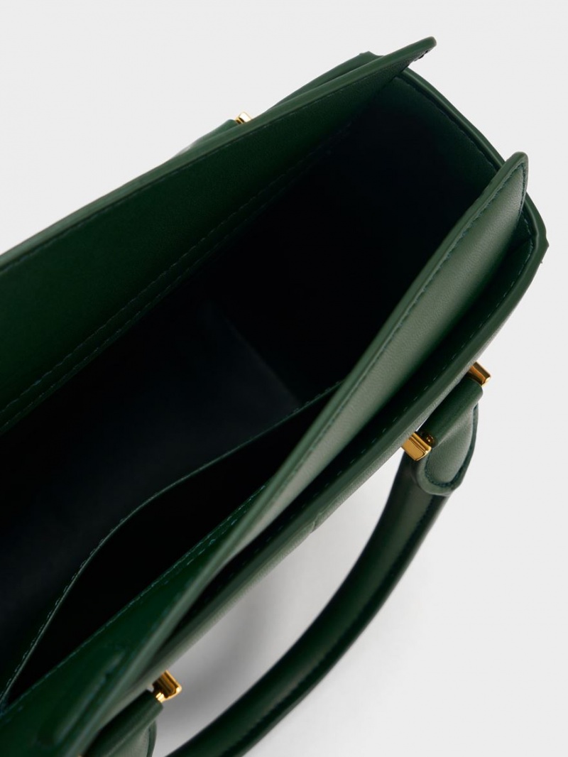 τσάντεσ tote Charles And Keith Georgette Square σκούρο πρασινο | 92807-XAPO