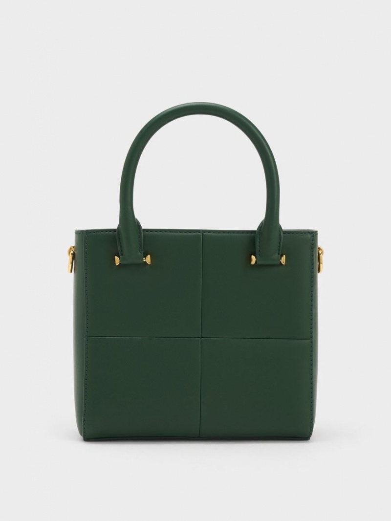 τσάντεσ tote Charles And Keith Georgette Square σκούρο πρασινο | 92807-XAPO