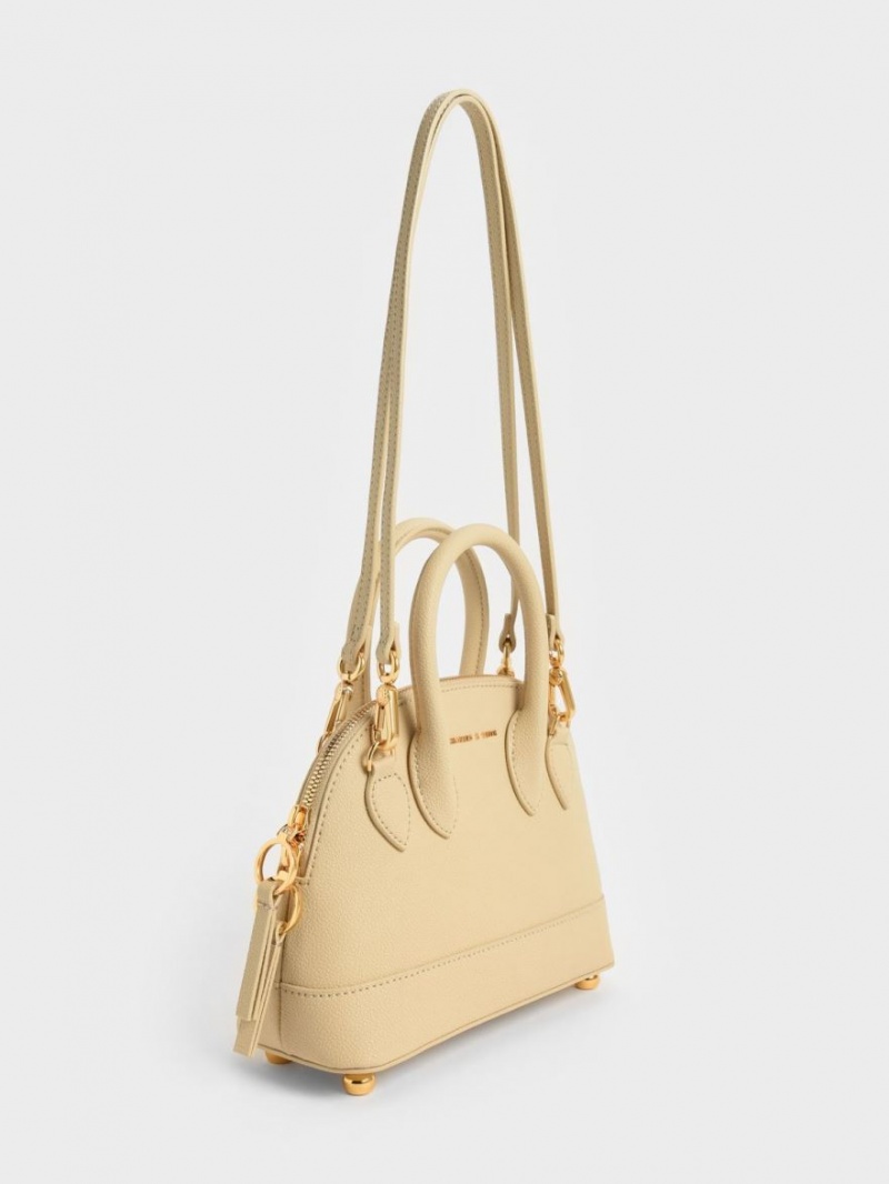 τσάντεσ tote Charles And Keith Harmonee Bowling Μπεζ | 56384-FQKA