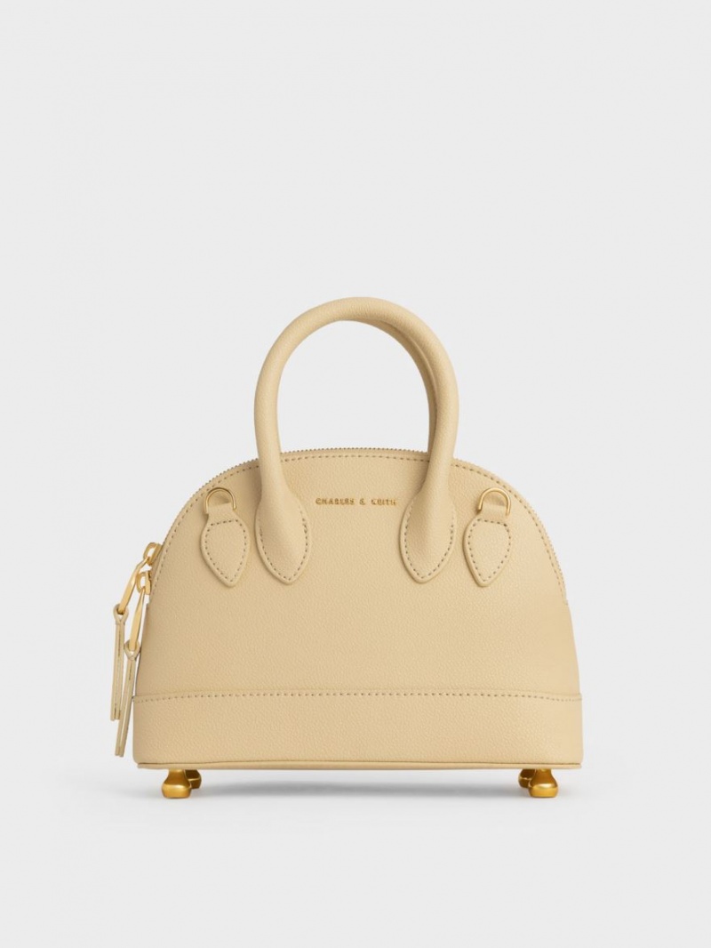 τσάντεσ tote Charles And Keith Harmonee Bowling Μπεζ | 56384-FQKA