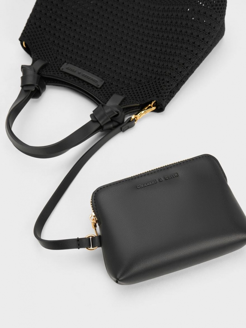τσάντεσ tote Charles And Keith Ida Knotted Handle Πλεκτά μαυρα | 12745-LZYW