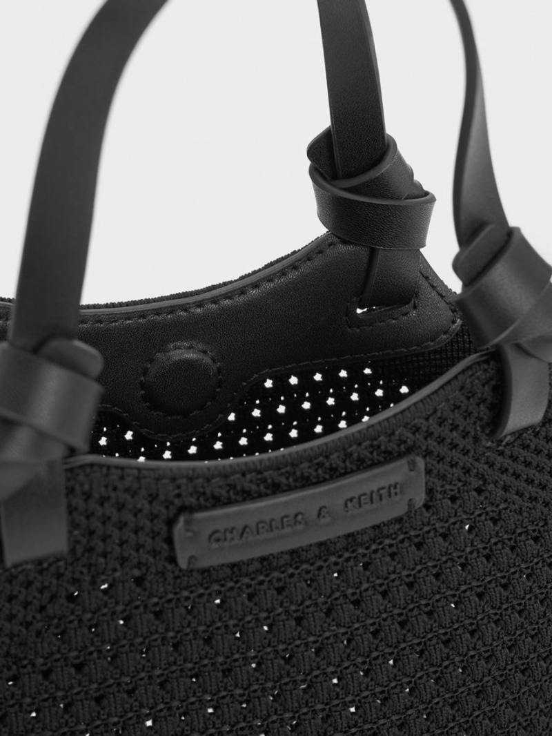 τσάντεσ tote Charles And Keith Ida Knotted Handle Πλεκτά μαυρα | 12745-LZYW