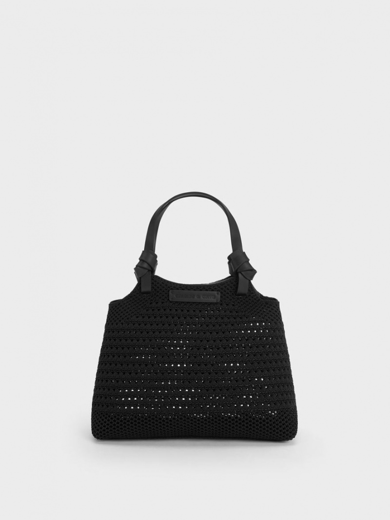τσάντεσ tote Charles And Keith Ida Knotted Handle Πλεκτά μαυρα | 12745-LZYW