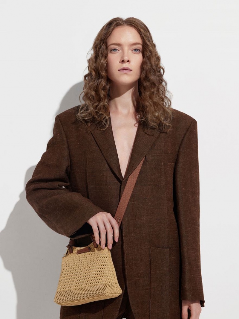 τσάντεσ tote Charles And Keith Ida Knotted Handle Πλεκτά Μπεζ | 43927-QYVH