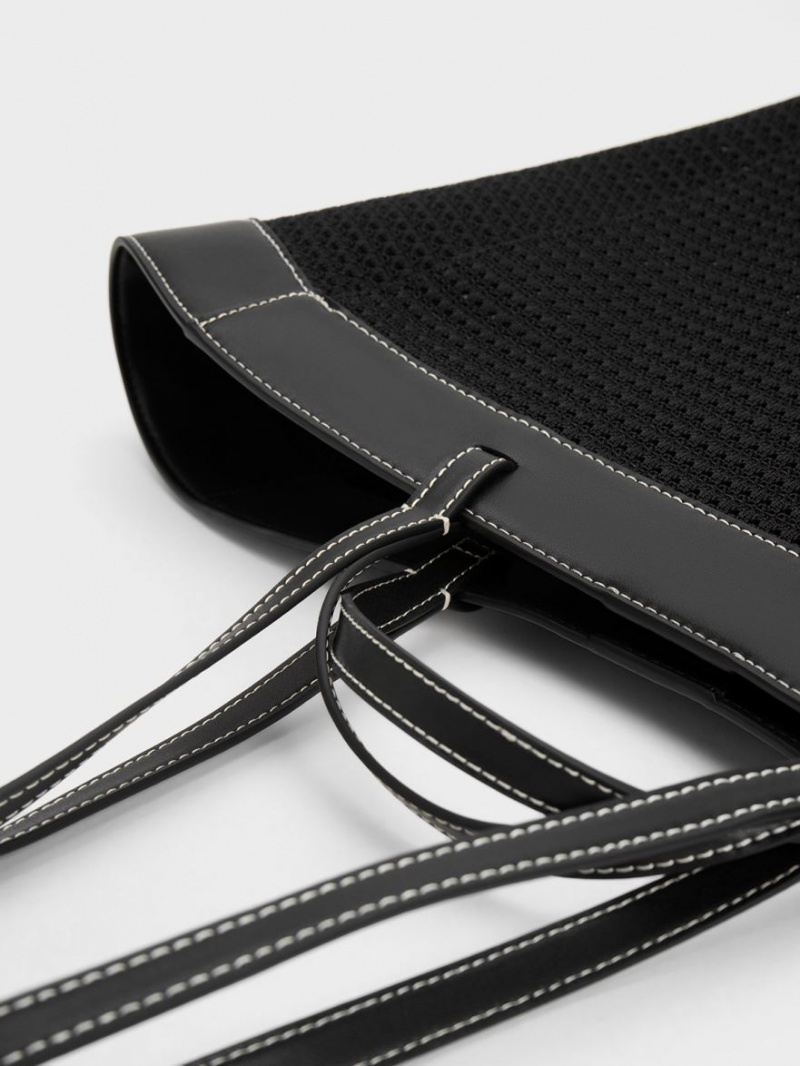 τσάντεσ tote Charles And Keith Ida Πλεκτά Sculptural μαυρα | 24135-OCWU