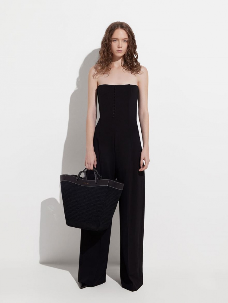 τσάντεσ tote Charles And Keith Ida Πλεκτά Sculptural μαυρα | 24135-OCWU