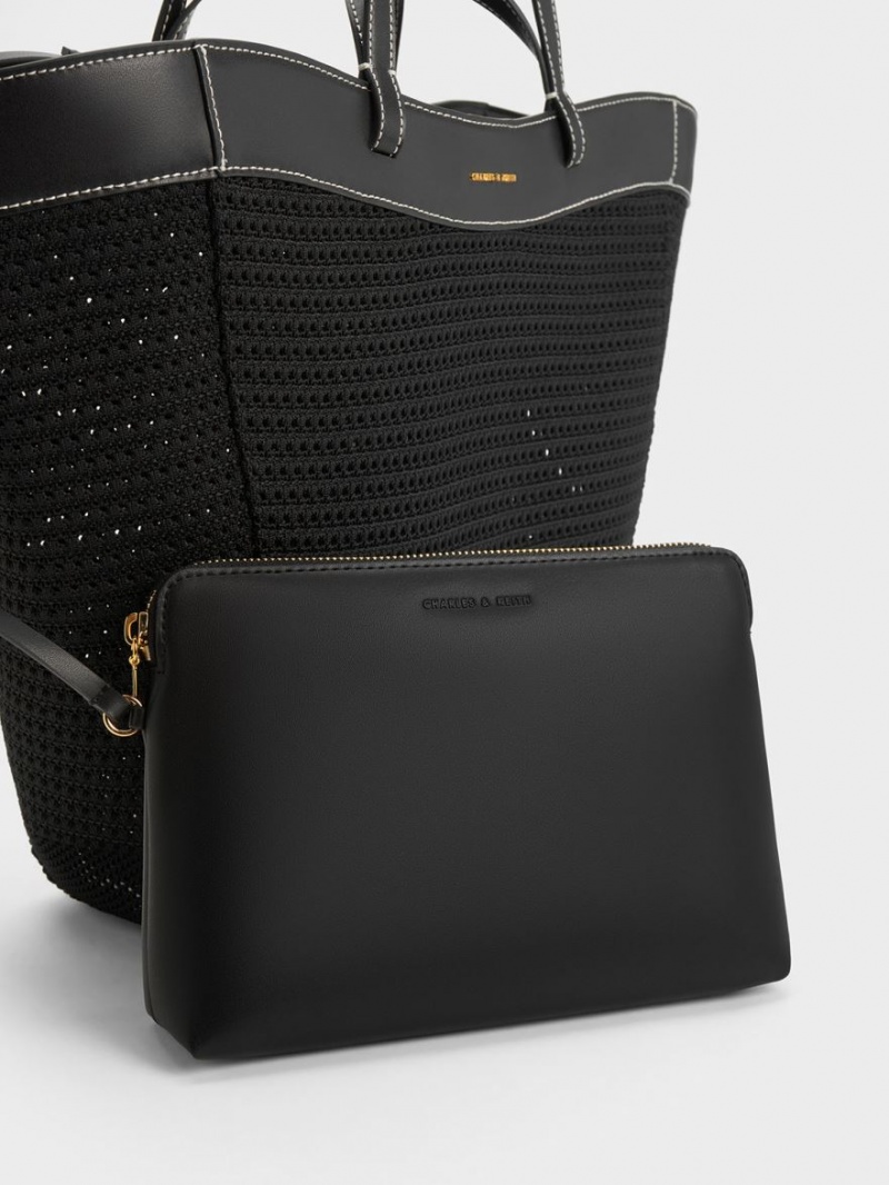 τσάντεσ tote Charles And Keith Ida Πλεκτά Sculptural μαυρα | 24135-OCWU