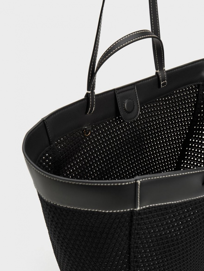 τσάντεσ tote Charles And Keith Ida Πλεκτά Sculptural μαυρα | 24135-OCWU