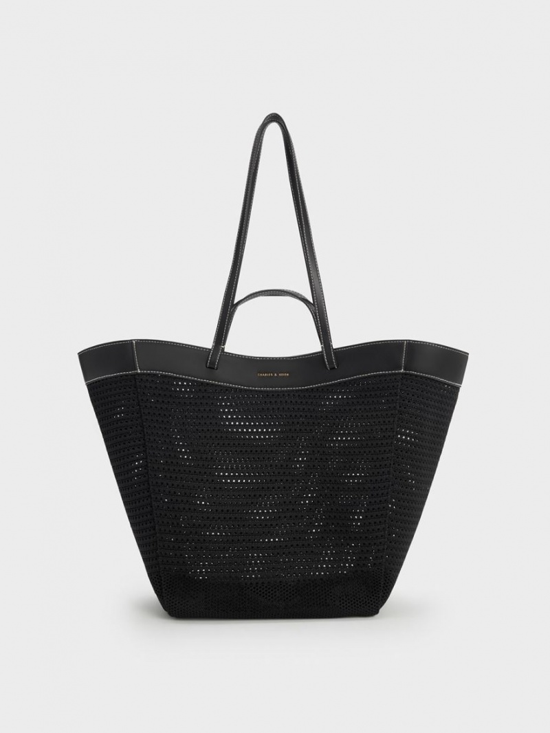 τσάντεσ tote Charles And Keith Ida Πλεκτά Sculptural μαυρα | 24135-OCWU