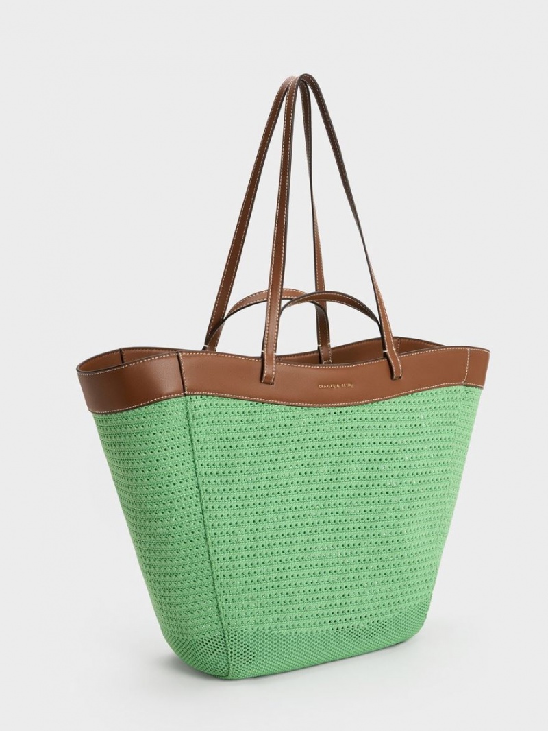 τσάντεσ tote Charles And Keith Ida Πλεκτά Sculptural πρασινο | 68153-BDIA