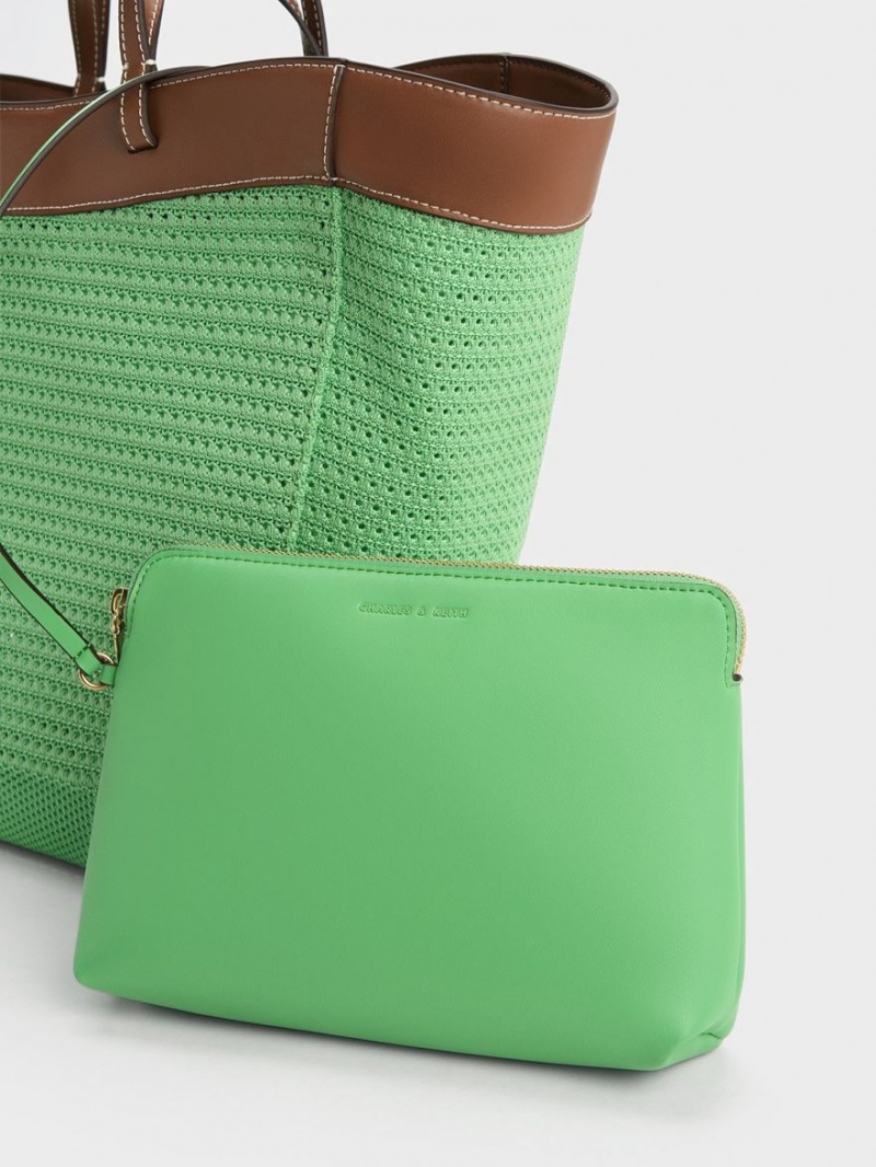 τσάντεσ tote Charles And Keith Ida Πλεκτά Sculptural πρασινο | 68153-BDIA