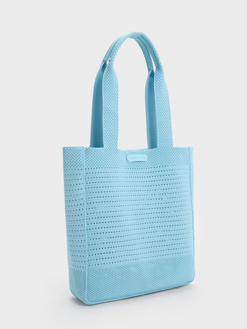 τσάντεσ tote Charles And Keith Ida Πλεκτά ανοιχτο μπλε | 12897-XFQH