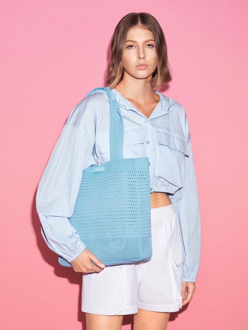 τσάντεσ tote Charles And Keith Ida Πλεκτά ανοιχτο μπλε | 12897-XFQH