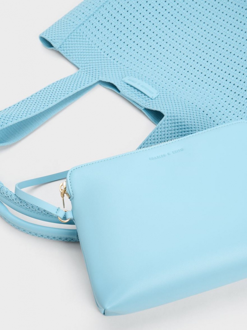τσάντεσ tote Charles And Keith Ida Πλεκτά ανοιχτο μπλε | 12897-XFQH