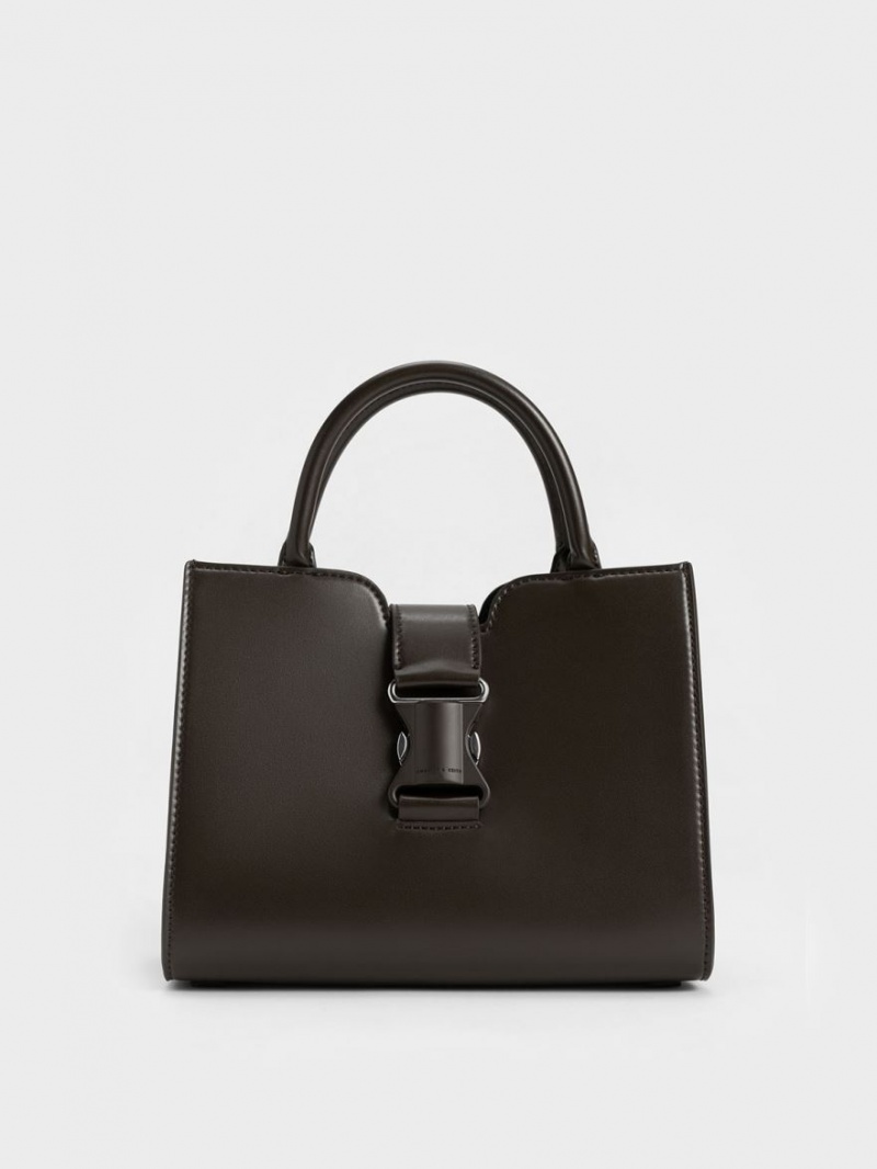 τσάντεσ tote Charles And Keith Ivy Metallic πόρπης μαυρα | 07658-NEQT