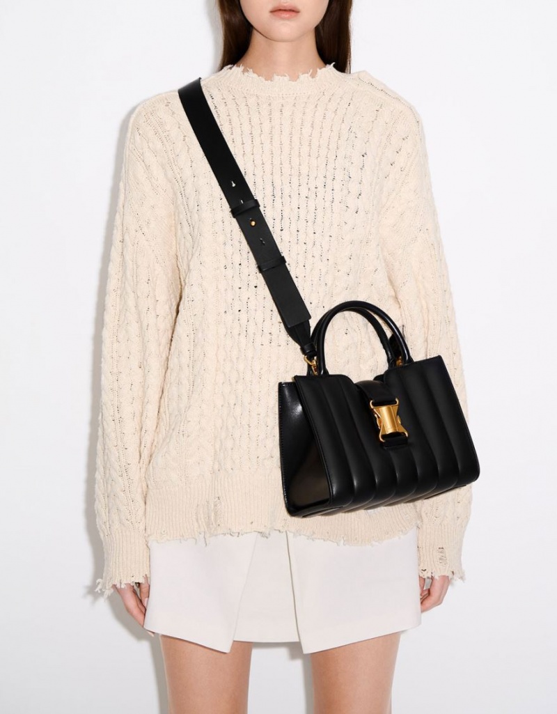 τσάντεσ tote Charles And Keith Ivy Panelled Metallic πόρπης μαυρα | 10489-EROZ