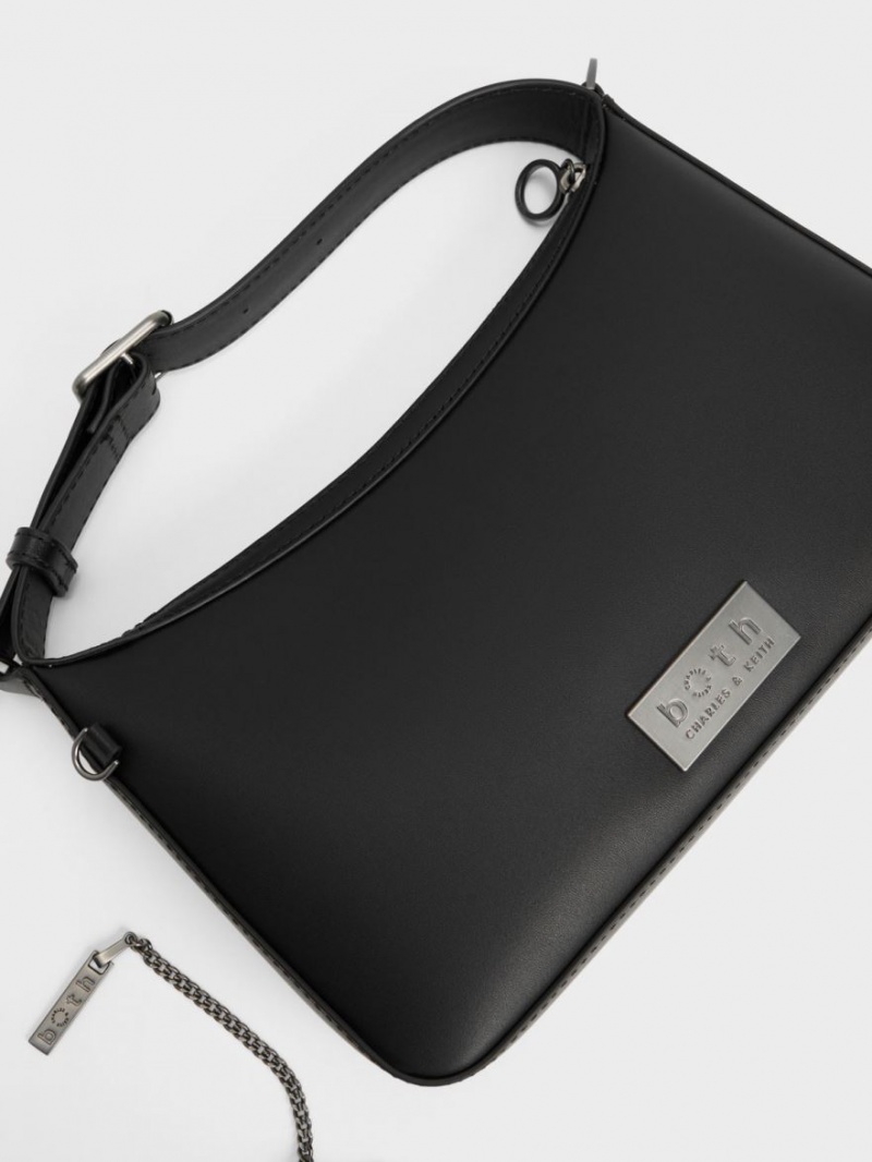 τσάντεσ tote Charles And Keith Jules δερματινα Chain-Embellished μαυρα | 93084-UZKI