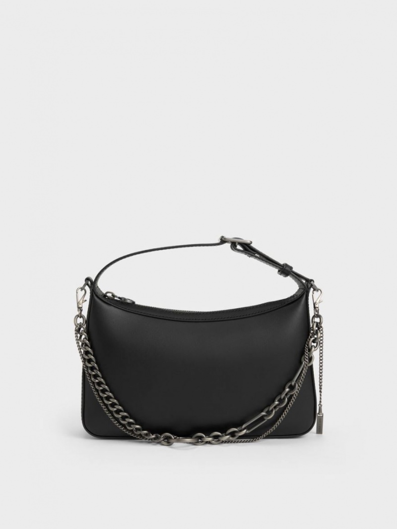 τσάντεσ tote Charles And Keith Jules δερματινα Chain-Embellished μαυρα | 93084-UZKI