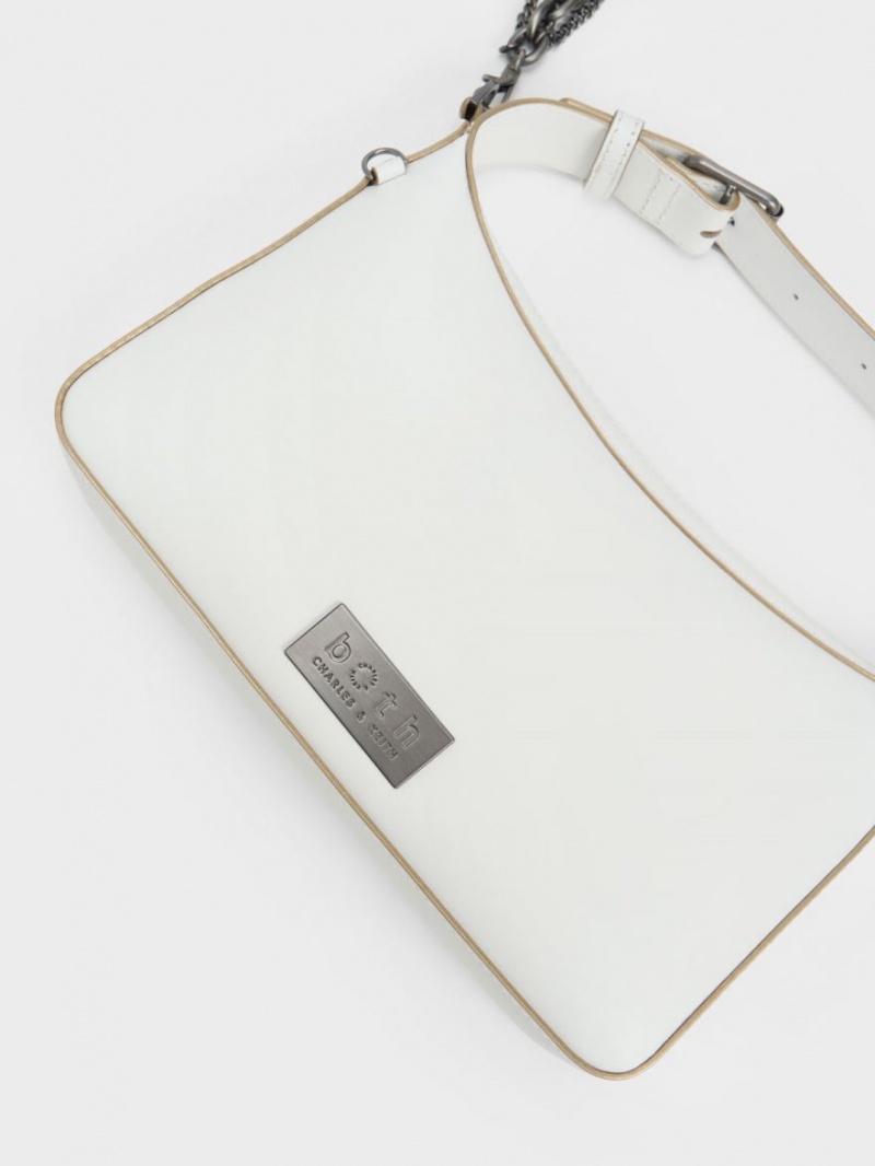 τσάντεσ tote Charles And Keith Jules δερματινα Chain-Embellished ασπρα | 74509-ITEL