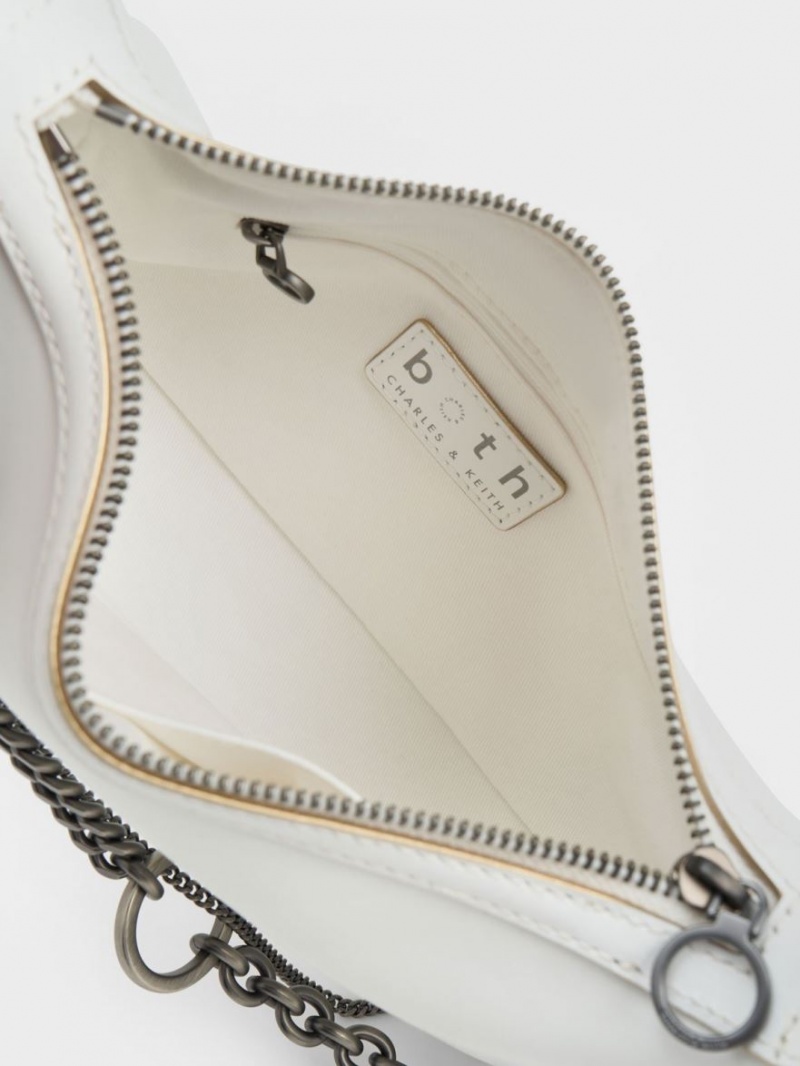 τσάντεσ tote Charles And Keith Jules δερματινα Chain-Embellished ασπρα | 74509-ITEL