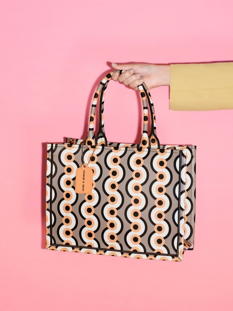 τσάντεσ tote Charles And Keith Jump Print Πολύχρωμο | 15287-KDJX