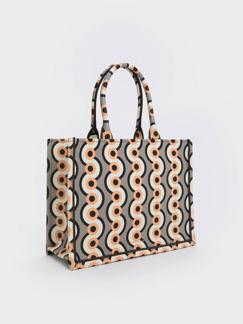 τσάντεσ tote Charles And Keith Jump Print Πολύχρωμο | 15287-KDJX
