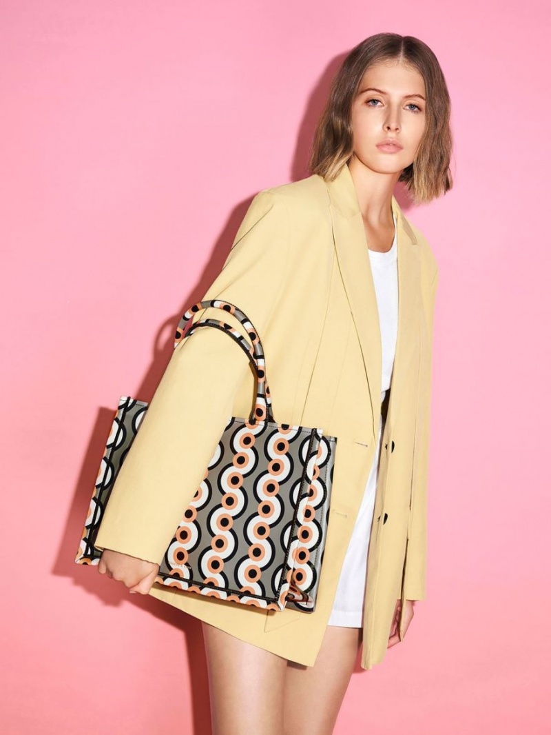 τσάντεσ tote Charles And Keith Jump Print Πολύχρωμο | 15287-KDJX