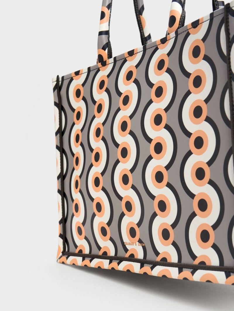 τσάντεσ tote Charles And Keith Jump Print Πολύχρωμο | 15287-KDJX
