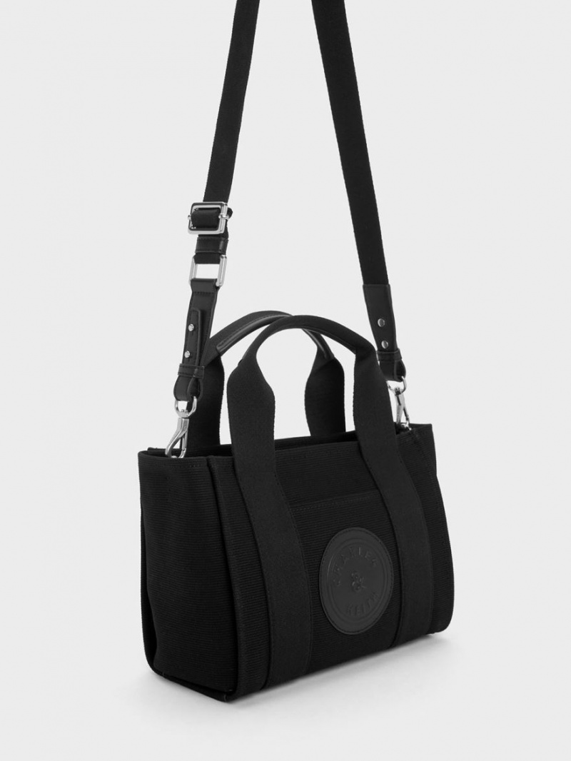 τσάντεσ tote Charles And Keith Kay καμβα μαυρα | 72316-PNZO