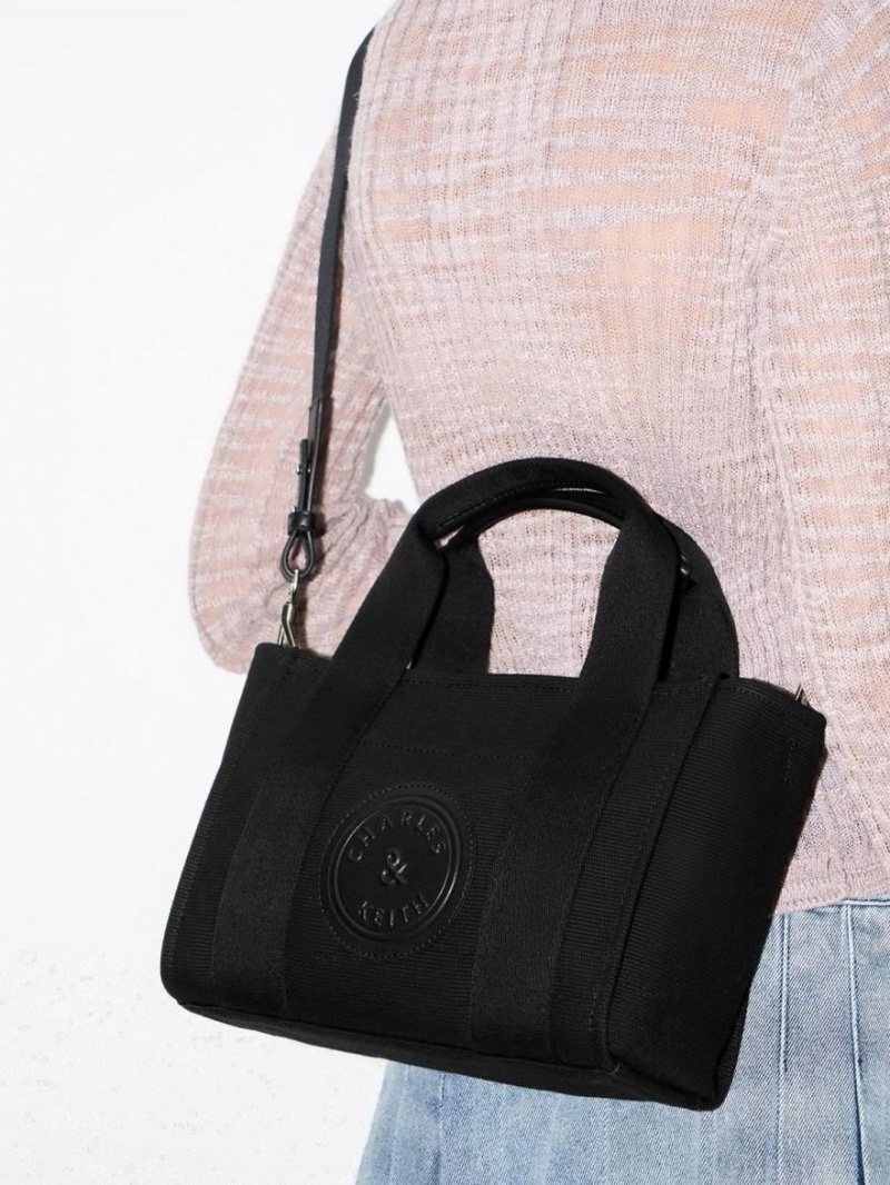 τσάντεσ tote Charles And Keith Kay καμβα μαυρα | 72316-PNZO