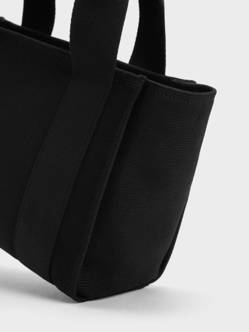 τσάντεσ tote Charles And Keith Kay καμβα μαυρα | 72316-PNZO