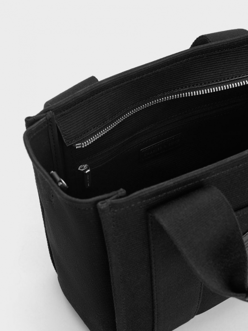 τσάντεσ tote Charles And Keith Kay καμβα μαυρα | 72316-PNZO