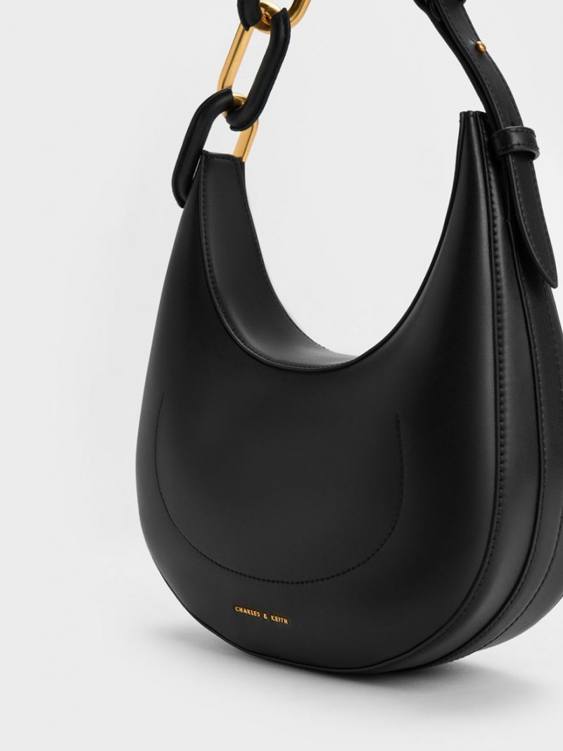 τσάντεσ tote Charles And Keith Kora Metallic-Accent Moon μαυρα | 84325-IPMO