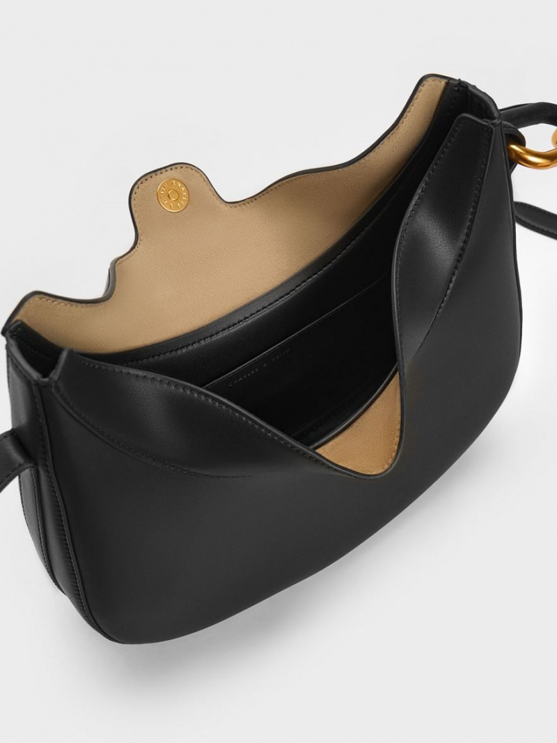 τσάντεσ tote Charles And Keith Kora Metallic-Accent Moon μαυρα | 84325-IPMO