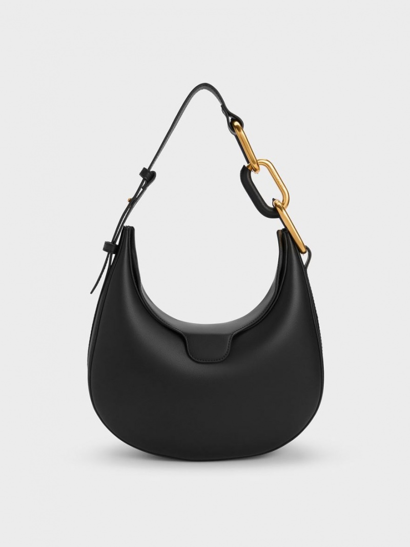 τσάντεσ tote Charles And Keith Kora Metallic-Accent Moon μαυρα | 84325-IPMO