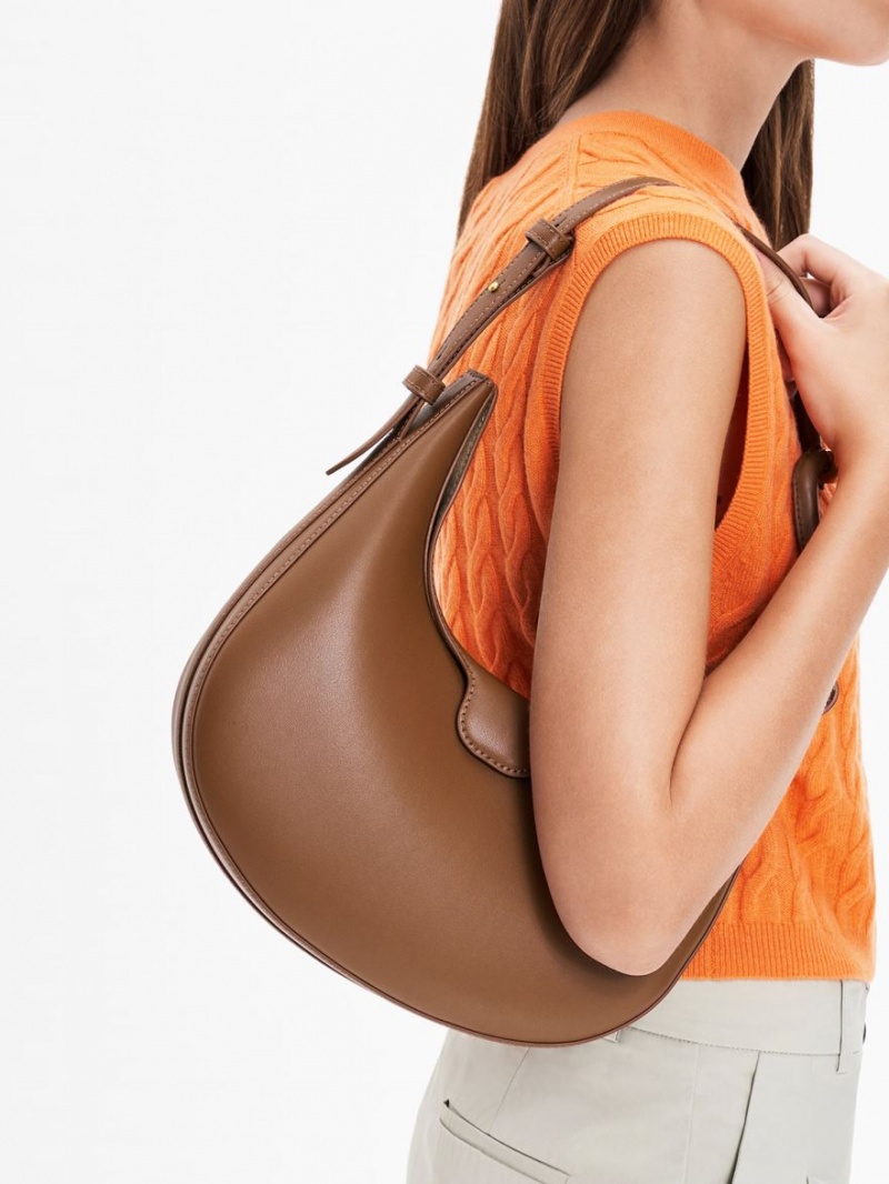 τσάντεσ tote Charles And Keith Kora Metallic-Accent Moon σοκολάτα | 81364-OJKL