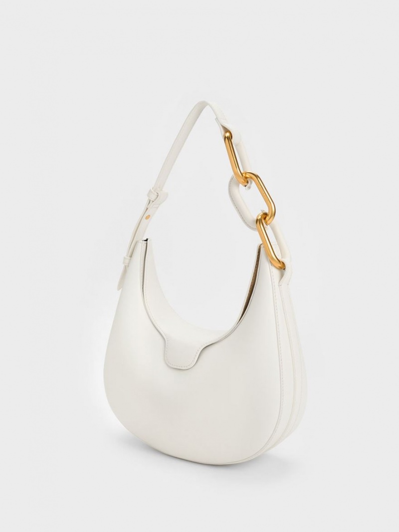 τσάντεσ tote Charles And Keith Kora Metallic-Accent Moon ασπρα | 97345-IREW