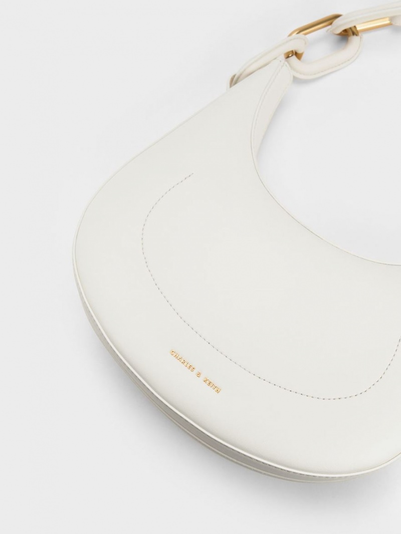 τσάντεσ tote Charles And Keith Kora Metallic-Accent Moon ασπρα | 97345-IREW